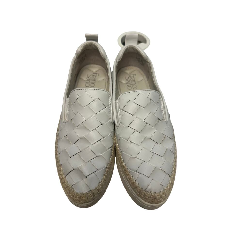Franco Sarto Hydee platform sneakers white woven faux leather upper Size 7.5